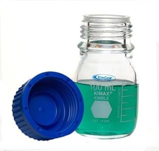 Research Products International Kimcote Plastic Coated Media Bottle, 100 ml, 4 per Case - RPI