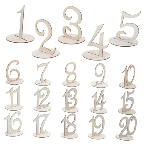 PRETYZOOM 1 Set Wooden Table Numbers with Base for Weddings Banquets and Events Elegant Design for Easy Seating Arrangements Creative Wood Table Number Display