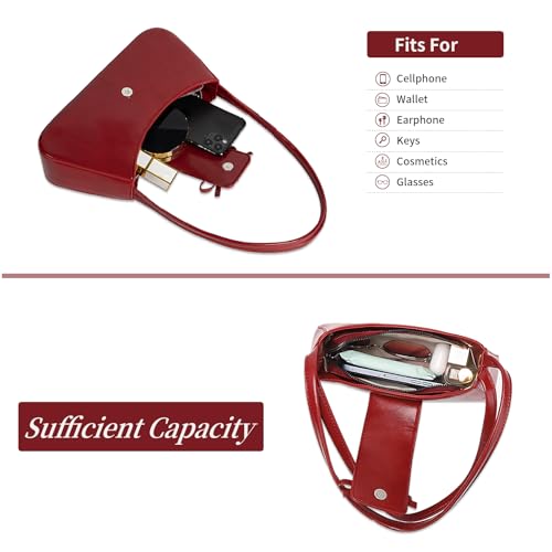 Image of Red Purse for Women Cute Bow Vintage Small Red Shoulder Bag Trendy Y2K Purses Mini Purse Leather Shoulder Handbag Y2K Bags for Girls