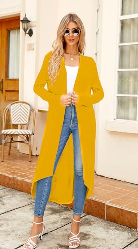 Image of Newchoice Womens Long Cardigan Summer Casual Draped Open Front Lightweight Long Sleeve Cardigan Duster with Pockets