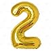 40 Inch Giant Jumbo Helium Foil Mylar Balloons (Premium Quality), Glossy Gold, Number 2