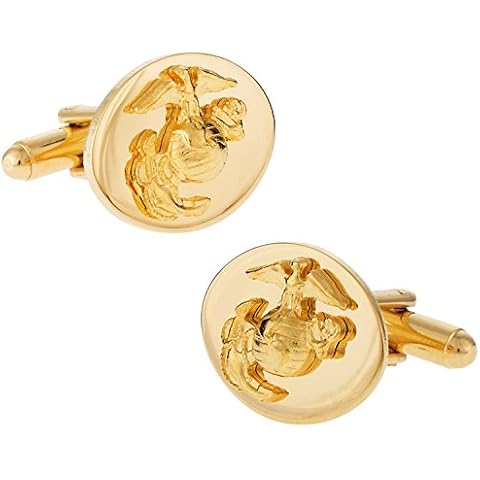 Cuff-Daddy Gold USMC Marine Corp Eagle, Globe & Anchor Officer Cufflinks with Presentation Box Cover