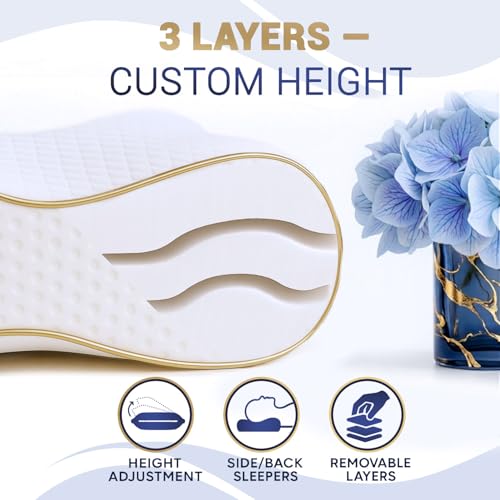 Image of Royal Therapy 2-Pack Queen Memory Foam Pillow, Cervical, Queen Contour Pillow, Orthopedic Pillow for Neck Support, Neck Pain, Side Sleepers, CertiPUR-US