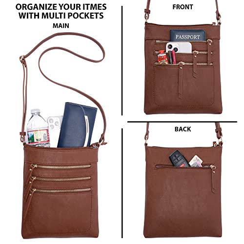 Image of Solene Crossbody Bag Functional Multi Pocket Messenger Purse Top Zip Closure Shoulder Handbag With Adjustable Strap