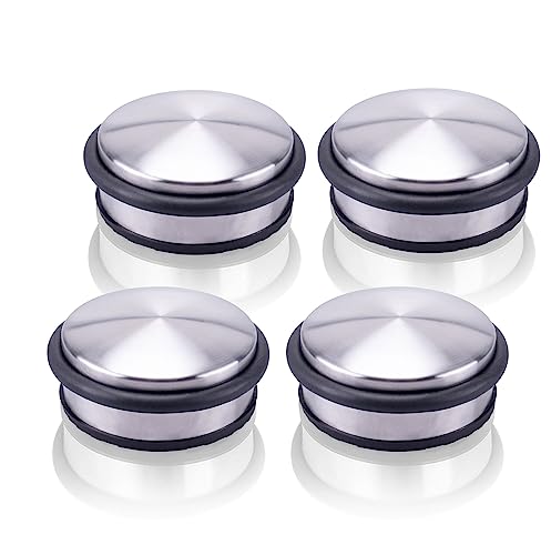 Juego de 4 topes para puerta de acero inoxidable de Danto®, diámetro de 10 x 4 cm, goma para cualquier superficie, con anillo de goma, diseño ultrarresistente, aprox. 1,2 kg