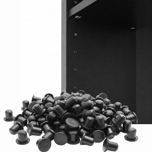 Sintrix Fab Set de Tapones para Agujeros de Muebles – Aprox. 220 Cubretaladros, Tapones Cubreagujeros y Cubretornillos – Compatible con IKEA Platsa, KLEPPSTAD y Billy – Ø 3,4 mm (Negro)