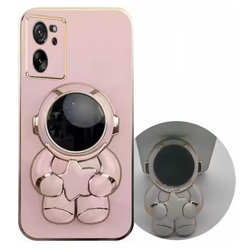 Nadoli pour Xiaomi 13T Étoile Astronaute Invisible Béquille Coque,Ultra Mince Placage Astronaute Pliant Supporter Antichocs Silicone Flexible Coque Housse Étui de Potection