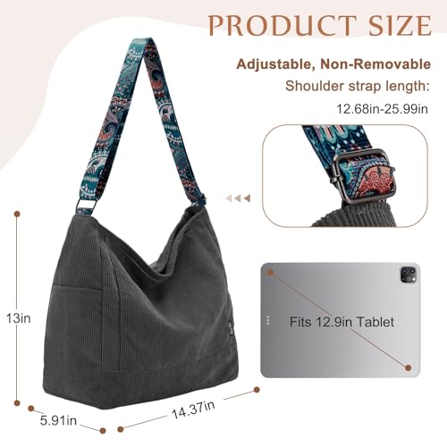 Bolso Tote de Pana Grande para Mujer miniatura 3