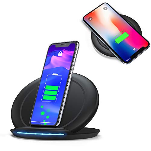 PERFINE 10W Qi Portátil Cargador Inalámbrico Rápida [Soporte & Tablet] para iPhone 11/11Pro/XS Max/XR/XS/8/8 Plus, Samsung Galaxy S20/S10/S9/S9+ /S8/S8+ etc