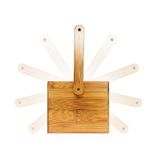 Relaxdays Schreibtischorganizer, aus Bambus, 4 Fächer, Henkel zum Tragen, Stiftehalter, HxBxT: 20 x 25 x 11,5 cm, natur – Bild 6