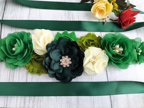 Maternity Sash Belt for Baby Shower Green,Mommy Sash Pregnancy Belt,Hunter Green Sash for Women3