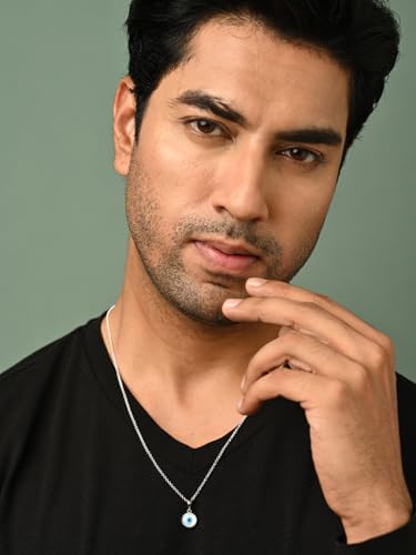 Image of Clara 925 Sterling Silver Evil Eye Pendant Necklace for Men & Women | With or Without Chain | Platinum Plated