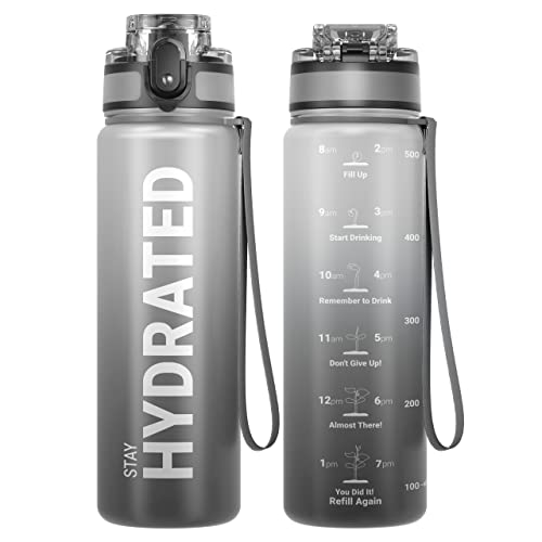 Sahara Sailor Leakproof Water Bottle 500ML, Tritan BPA Free Motivational Sport Drinks Bottle with Clear Time Marker