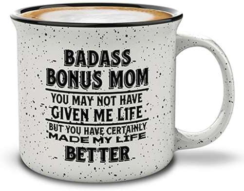 shop4ever Stepmom You May Not Have Given Me Life But You Certainly Made My Life Better Novedad Campfire - Taza de café de cerámica moteada de 15