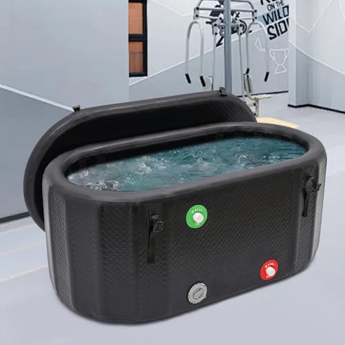 Professionell Eisbadwanne für Erwachsene mit Deckel&Aufblasbare Pumpe 150x80x75cm Aufblasbarer Eiseimer Faltbare Badewanne für Innen Außenbereich Kalte Therapie Erholung