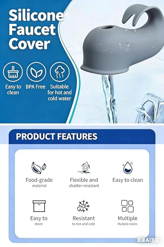 Image of Baby Bath Spout Cover, Silicone Faucet Protector for Kids - Soft Universal Tub Spout Guard, Prevent Bumps & Burns, Non-Slip Bath Safety Accessories for Infants Toddlers(Pink /Blue /Grey) (Grey)
