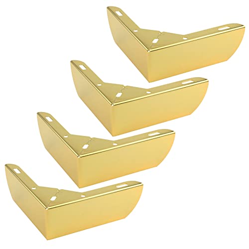 Antrader Juego de 4 patas de muebles de 5 cm de altura, diseño minimalista de metal, sofá otomano, mesa de café, mesa de TV, patas de repuesto, piezas de repuesto doradas.