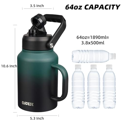 Image of BJPKPK 64oz Stainless Steel Water Bottle, Half Gallon Insulated Water Jug