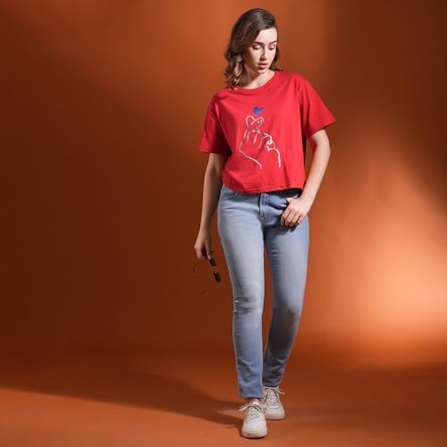 Image of Globus Women Green Printed Oversized T-Shirt-3638147001