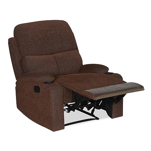 Image of Torque - Simon 1 Seater Fabric Manual Recliner | Recliner Sofa /Chair for Living Room, Bedroom, Office (Brown) | 1 Year Warranty