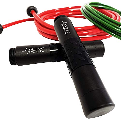 Pulse Weighted Jump Rope Set With Adjustable Weighted Rope 1/2 LB, Speed Rope 1/4 LB and Aluminum Handles.