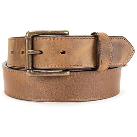 Yoder Leather Company Amish Made Oil Tanned Belt with Scalloped Tabs (36, Distressed) Cover