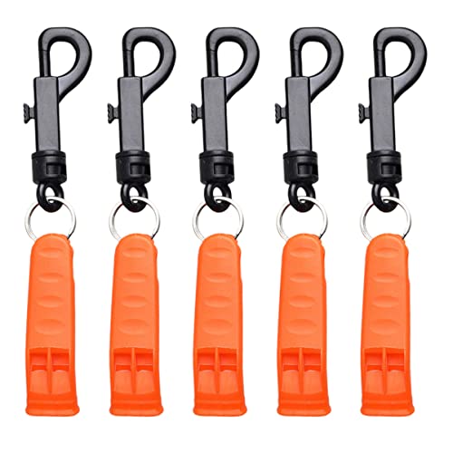 LIOOBO Outdoor Emergency Whistle Set 5pcs Hiking Whistle Keyring Great Airflow Easy to Blow for Sports Training