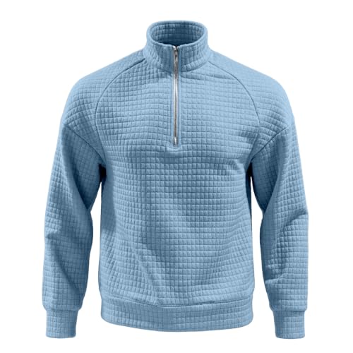 Mens Quarter Zip Sweatshirt No Hood Polo Long Sleeve Collared Pullover - image 3