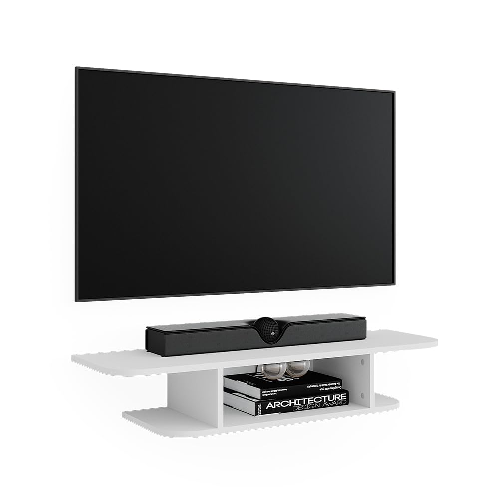 Vicco Mobile tv Lorio, Bianco, 105 x 18.2 cm Scomparti aperti, per la conservazione di dispositivi multimediali e accessori