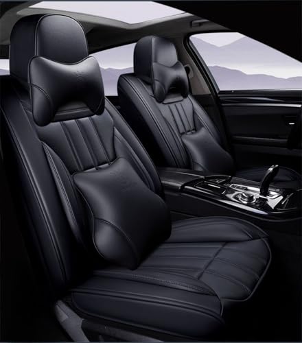 トヨタ エスティマ 50系ESTIMA 50系 2006.7〜2019.10現行に適用車シートカバー耐摩耗性通気PUレザー素材座布団 防水 全天候型汚れ防止 取付簡単 滑り止め 収納便利クッションプロテクター前後席背もたれ(黒,枕付き)