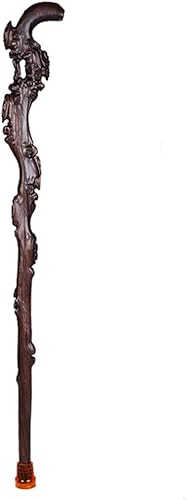 Bastones de madera maciza de madera maciza de ébano bellamente tallado Ganoderma Lucidum patrón clásico 34.6 in de largo, significado extraordinario