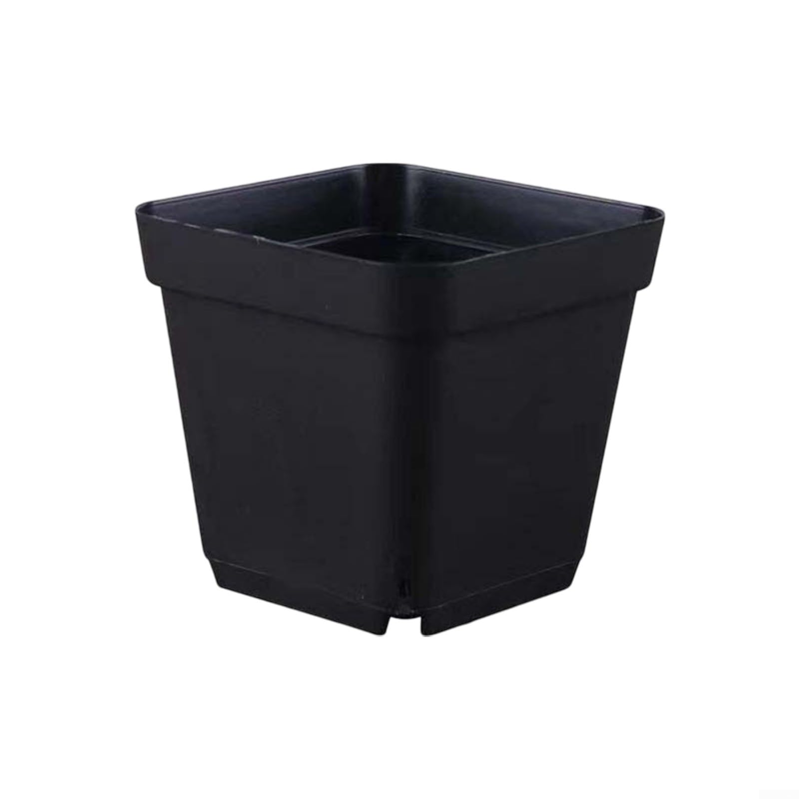 Macetas cuadradas de plástico, paquete de 60 recipientes gruesos para plantar con agujeros de drenaje, 10 x 8 x 7 cm, para jardinería en interiores y exteriores, color negro (10 lados rectos)
