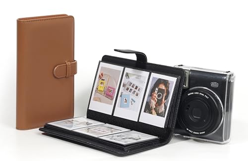 Image of 108 Pockets Photo Album for 3x2 inch Instax Mini Films - Fits Fujifilm Instax Mini 13, 12, Evo, 7s, 8, 25, 50s, 90, Pringo 231, Polaroid PIC-300P, Z2300, Instax SP-1 - Portable Film Storage Book (Brown)