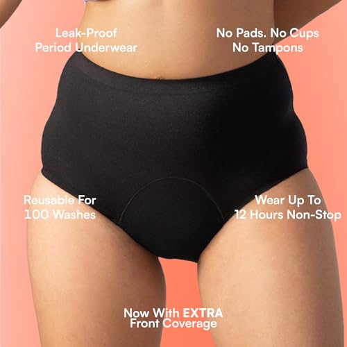Image of Mahina Modal Period Panty for Girls & Women - Black, No Pads Required, High-Waist, Reusable, Leakproof, No Rashes