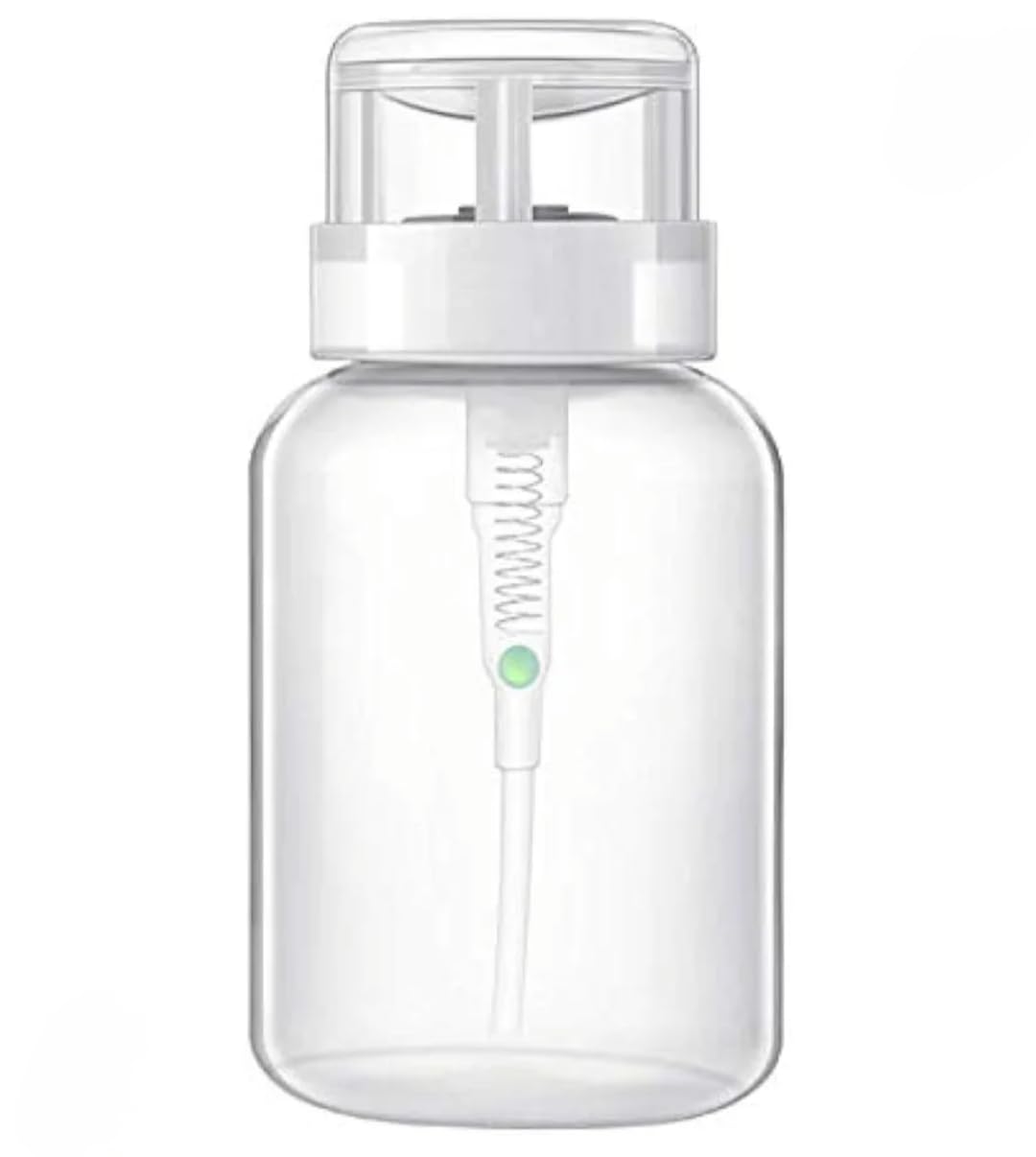 Nail Polish Remover Bottle, Push Down Pump Acetone Dispenser, Empty Makeup Acetone Containers (Pack of 1, Clear)