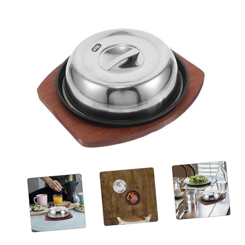 Assiette en fonte épaisse poêle inox avec couvercle pour restaurant et foyer - 8