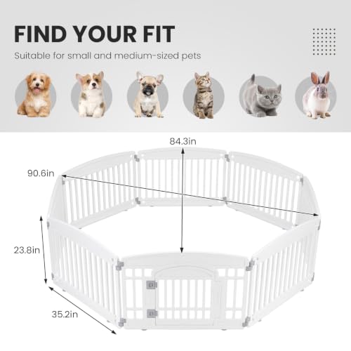 Image of Sweetcrispy Dog Playpen, Plastic Puppy Pet Fence, 8 Panels 24 Inch