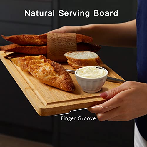 Small Cutting Board, Bamboo Chopping Board For Kitchen, Meat Butcher Block Cutting Board, Wooden Cheese Board With Juice Groove And Handle By Furninxs, 12" X 8" #TOP7