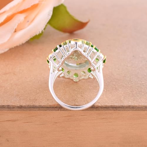 Bague argent 925 plaqué or améthyste verte ovale taille 66 durable - 4