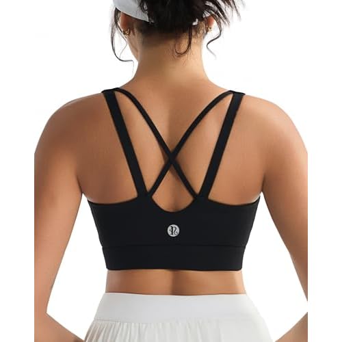 RUNNING GIRL High Impact Sports Bras for Women, High Support Running Sports Bra Moulded Cup Strappy Sports Bras U-black X-Large