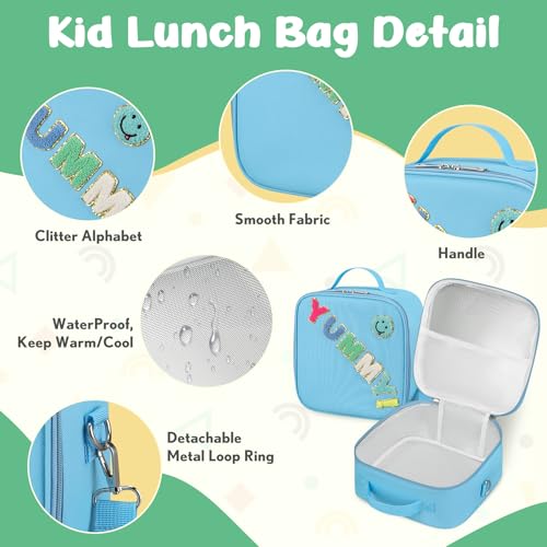 Image of Bento Lunch Box with Soup Thermo for Kids Lunch Bag, Blue
