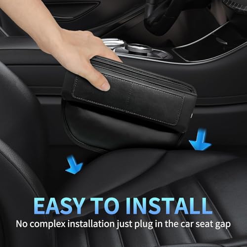 Image of Automaze Car Seat Gap Filler Organizer - Premium Leather, Adjustable Storage Box Organiser for Phones, Wallets, Keys & More - Universal Fit for Cars