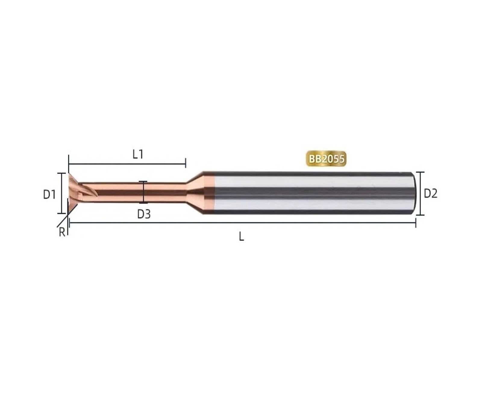 1 szt. Kształt jaskółczego ogona Frez szczelinowy Długie narzędzie do cięcia Długość węglika Średnica 4 ostrza mm-20 mm(8xD8x75L,75Degree-BB2055)
