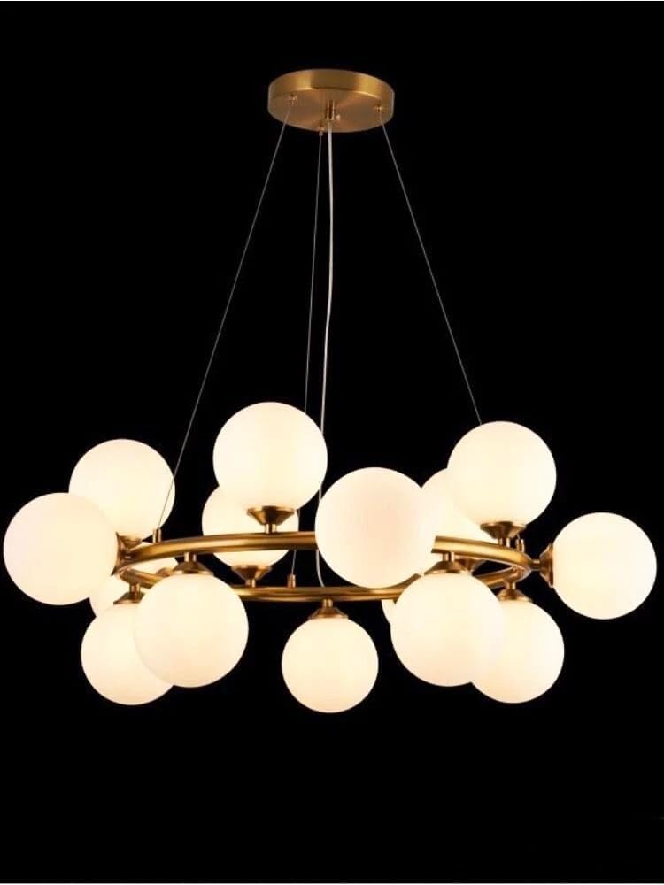 Lampadario Moderno G9 a 15 Luci, Metallo e PE, Design Elegante Stile Ottone per Soggiorno Sala da Pranzo Camera da Letto, Ø76cm – Modello B94