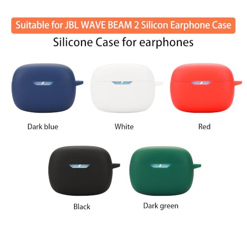 Image of WELCROS Silicone Cover Case with Carbiner Compatible with JBL Wave Beam 2 (2024) Earbuds (Black, Lanyard + Keychain)