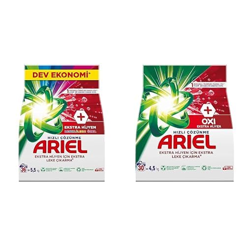 Ariel Renklilere Özel Extra Hijyen 5.5 kg Toz Çamaşır Deterjanı & Ariel Oxi Extra Hijyen 4.5 kg Toz Çamaşır Deterjanı