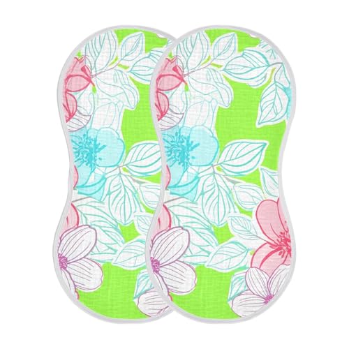 Baby Burp Cloths, Soft Absorbent Burping Cloths for Babies, Cotton Milk Spit Up Rags, Large Size for Newborns, Baby Boys and Girls (Delicate Line Florals)2