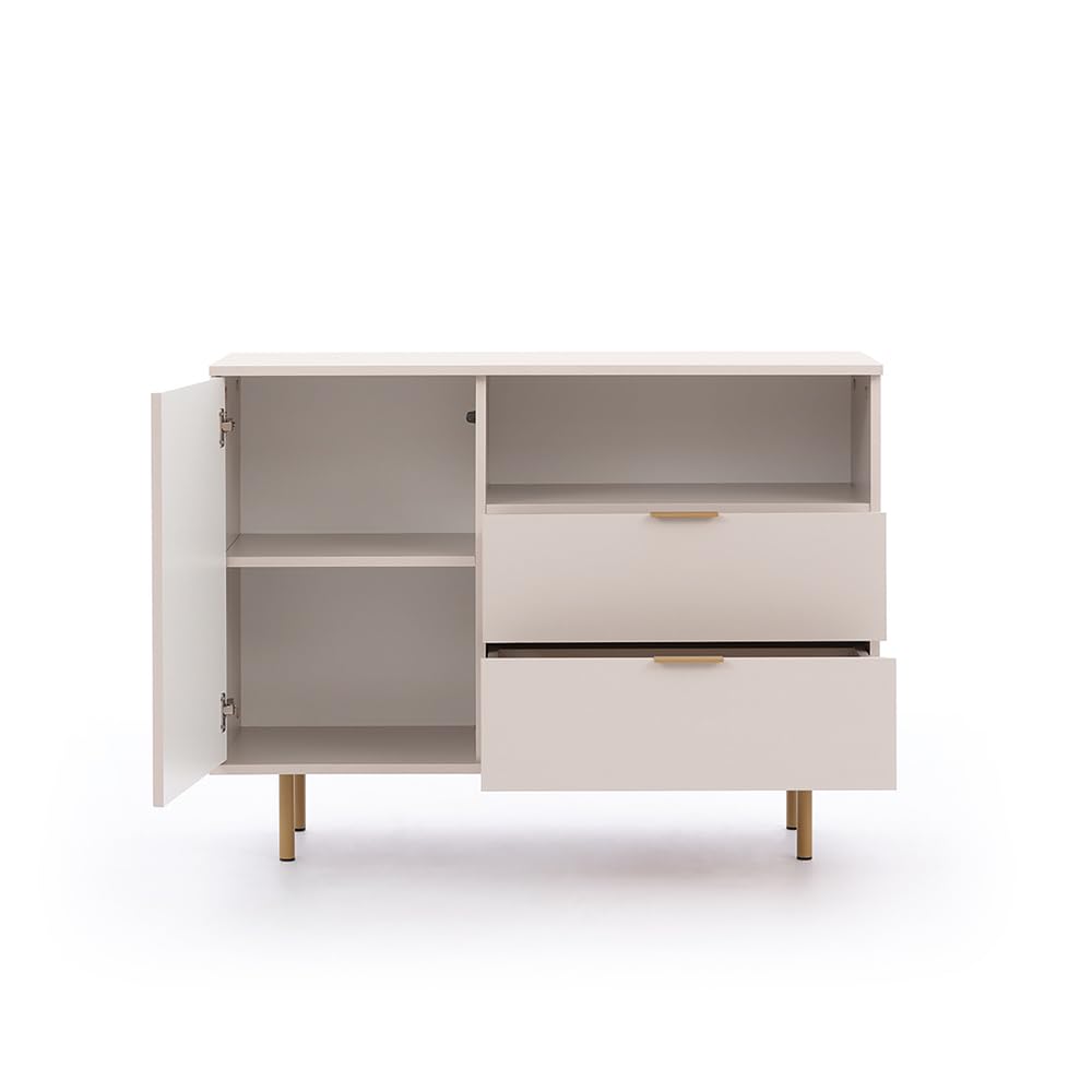Lomadox Wohnmöbel Set Wohnwand Kaschmir 3-teilig modern 1 Kommode, 1 Lowboard, 1 Vitrine