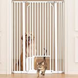 Ostutry 53in Extra Tall Cat Gate for Doorway No Drilling 29.5-40.1in Wide Dog Gate with Cat Door Pressure Mounted Walk Through Pet Gate