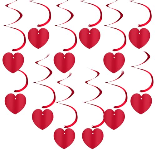 OFFCUP 12 peças decorações de festa amor, decorações de redemoinhos para tema do dia dos namorados, pendentes decoração de teto para festas temáticas dias festivos